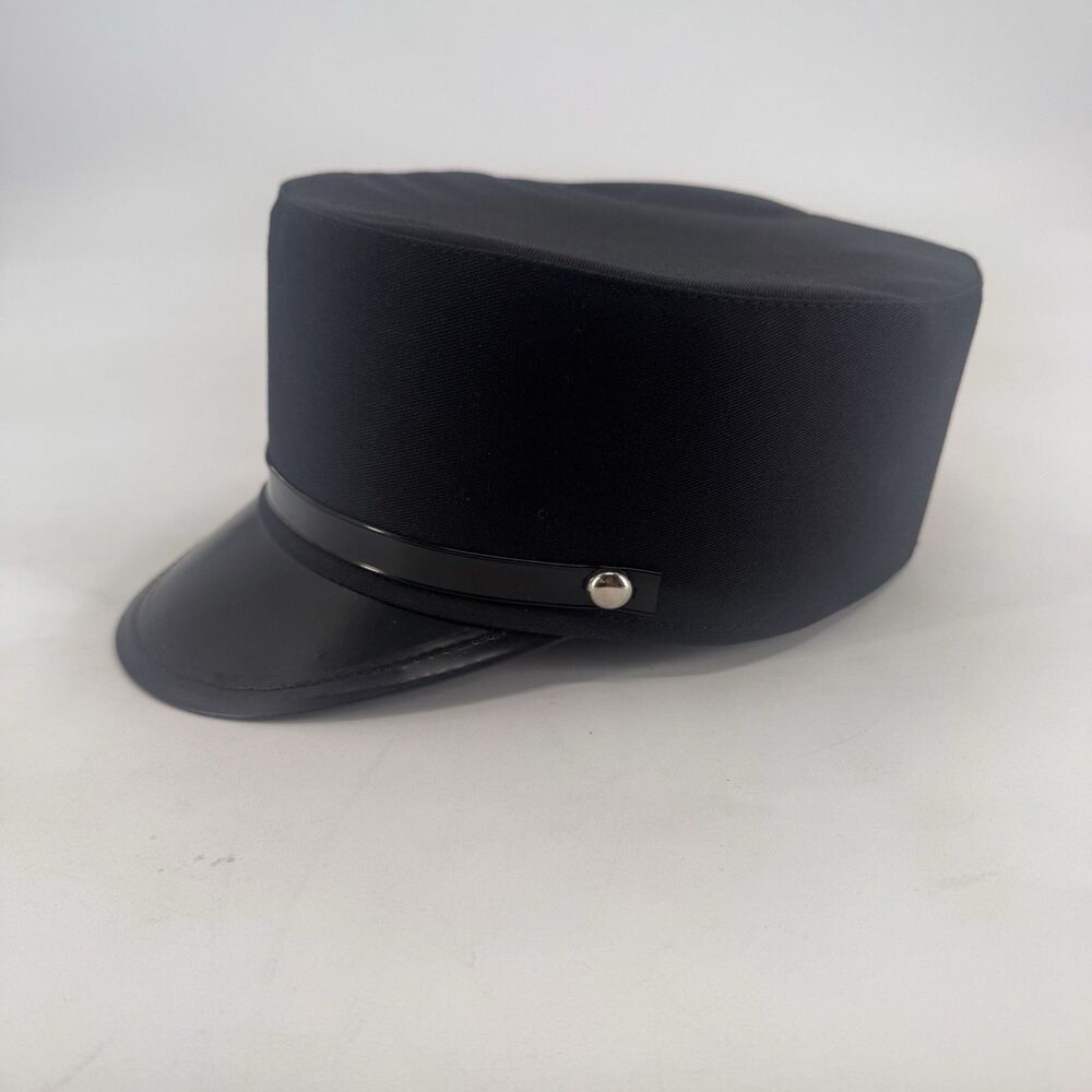 Train Conductor Kepi Hat – Black Vintage Replica Cap – Sz Large Made In USA